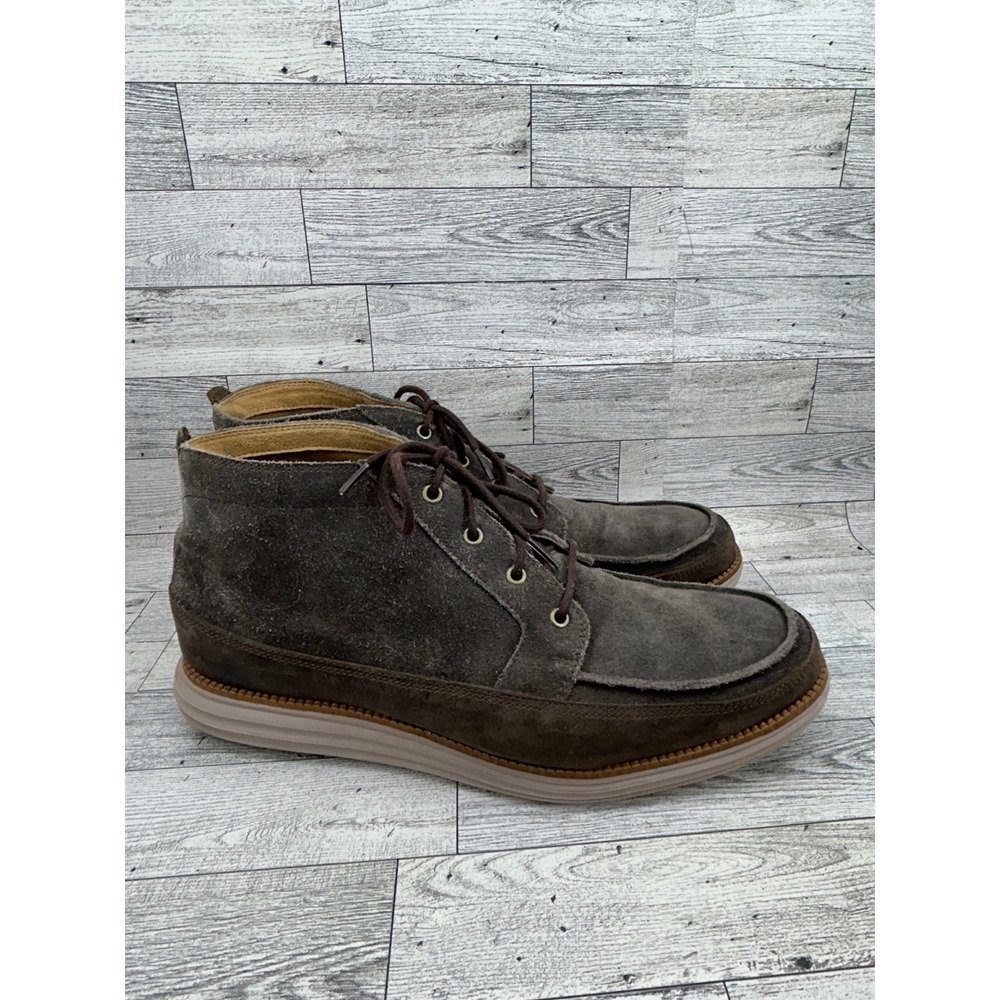 Cole Haan Grand.OS Men Size 11.5 M Grey Suede Moc Toe Chukka Boots C23433 - Picture 9 of 14